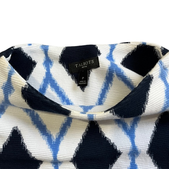 Talbots Blue & White Sleeveless Top | Women's P - Picture 2 of 8
